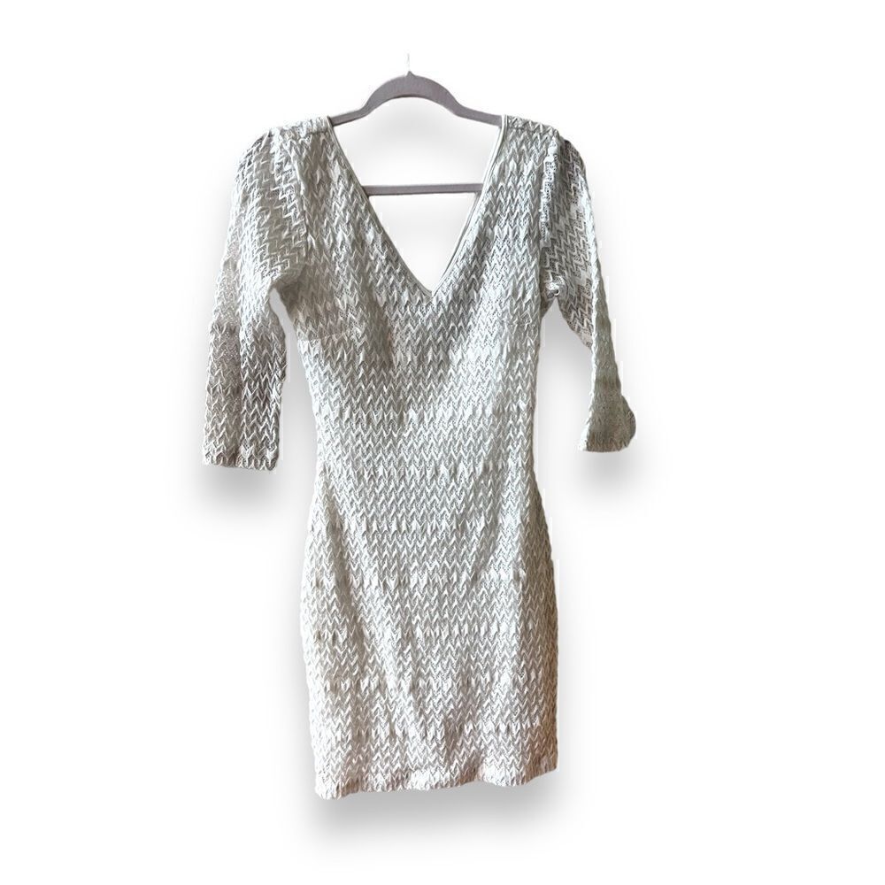Guess Dress Bodycon Women’s Sz 8 White Y2K Lace‎